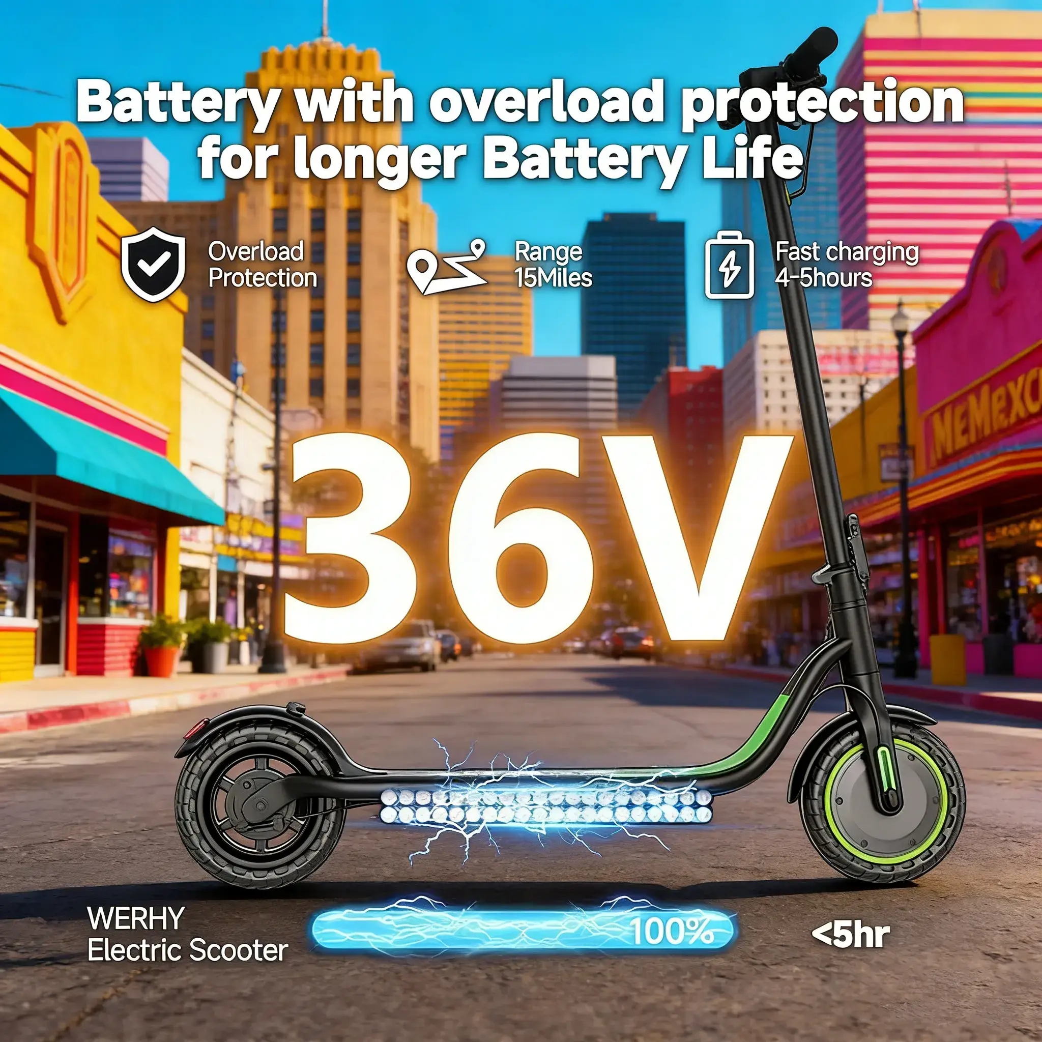 A Safe Urban Commuter Electric Scooter with Double Braking System, 350W Motor, 19MPH Top Speed, 8.5
