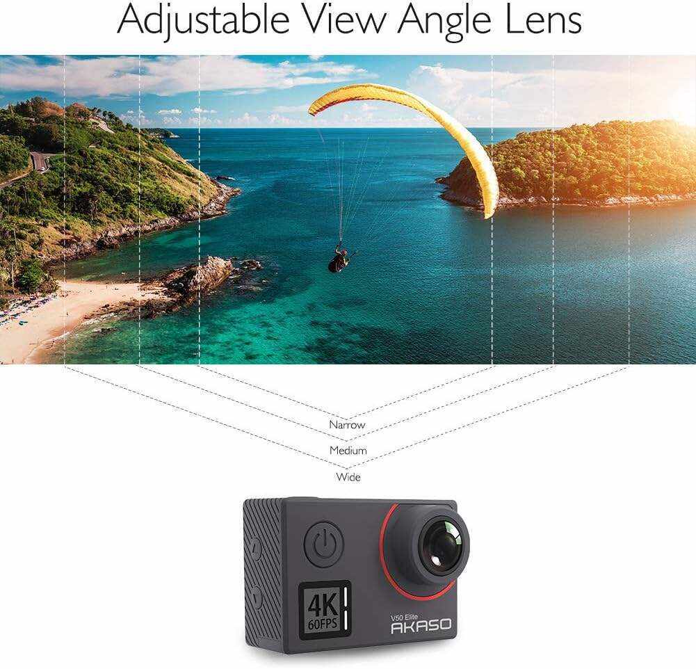 AKASO V50 Elite 4K60fps Touch Screen WiFi Action Camera Voice Control EIS 131 feet Waterproof Camera 8X Zoom Remote Control Supports External Mic Sports Camera with Helmet Accessories Kit