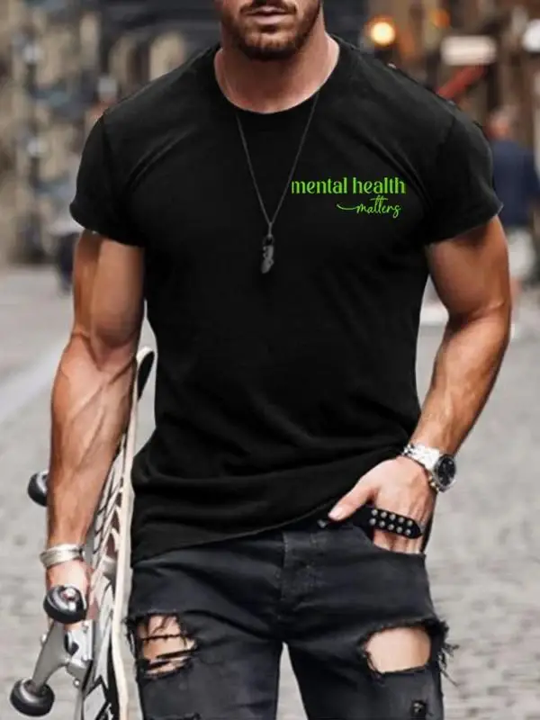 Men's Mental Health Matters Grow Through What You Go Through Art Print Casual T-Shirt