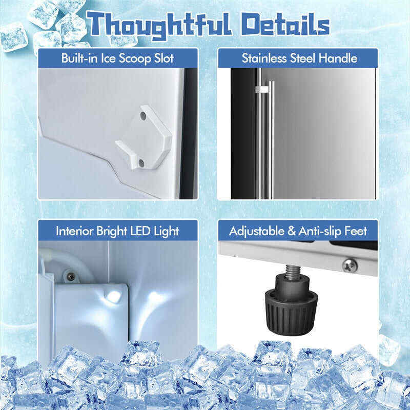 80 lbs/24H Commercial Undercounter Ice Maker Built-in & Freestanding Ice Cube Machine with Drain Pump & 25 lbs Capacity Ice Bin