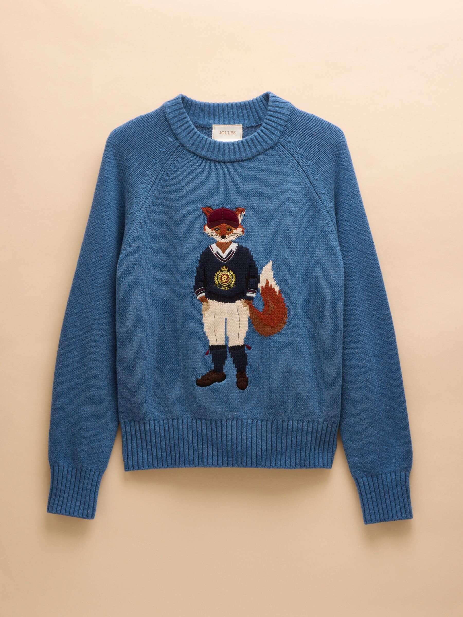 Jonty Blue Cotton Rich Intarsia Knit Jumper