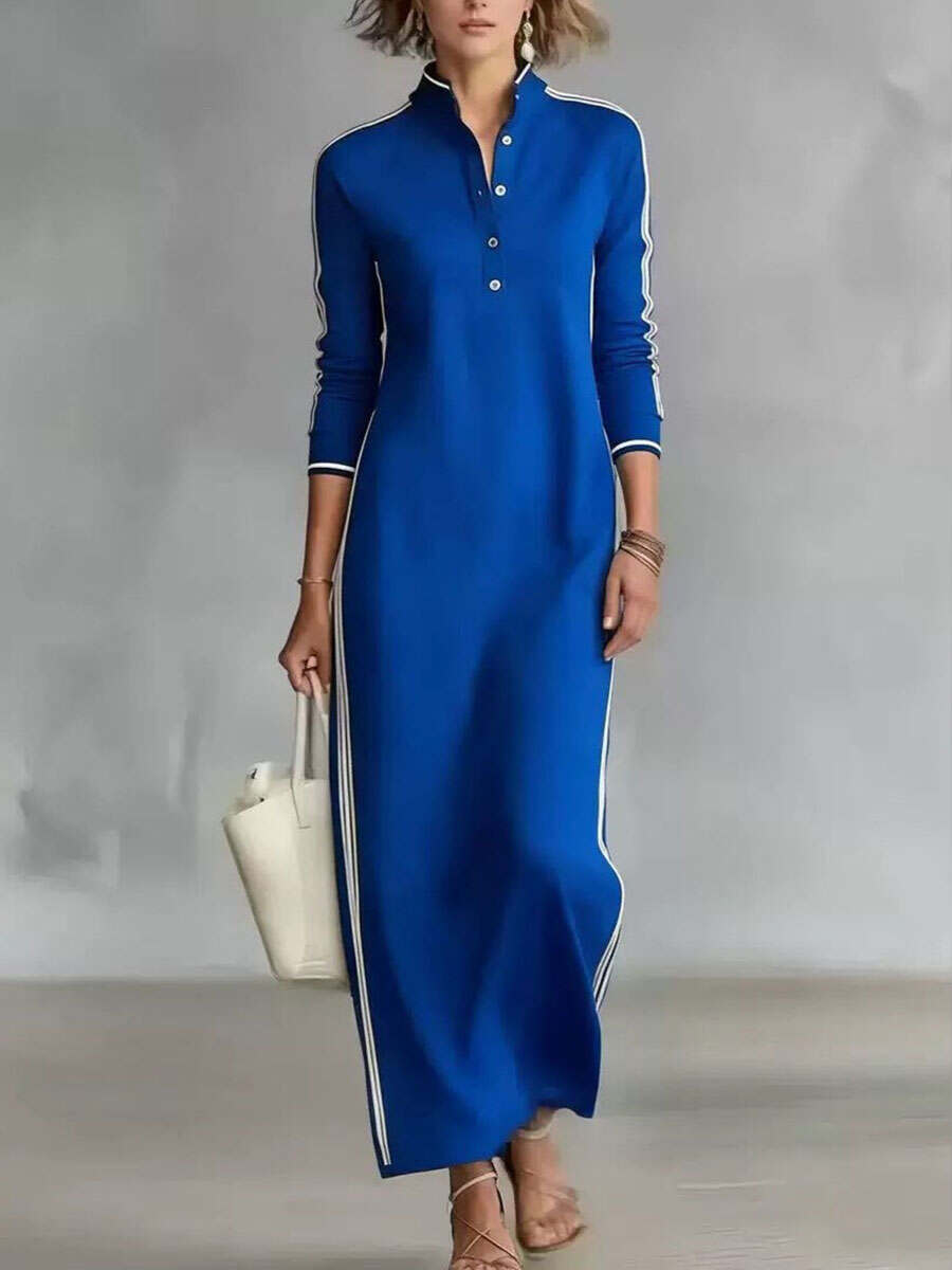 🔥Summer Arrivals🌟Women's Cotton Linen Stand Collar Long-sleeved Dress