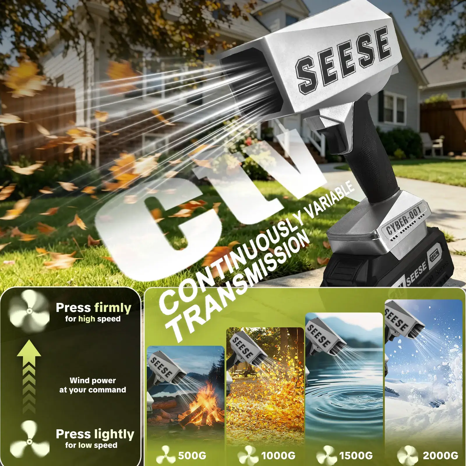 2000G Cyber Cordless Leaf Blower Violent TurboFan,120 MPH+