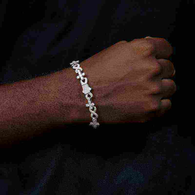 TestTest 10mm S925 Moissanite Infinity Cross Link Bracelet