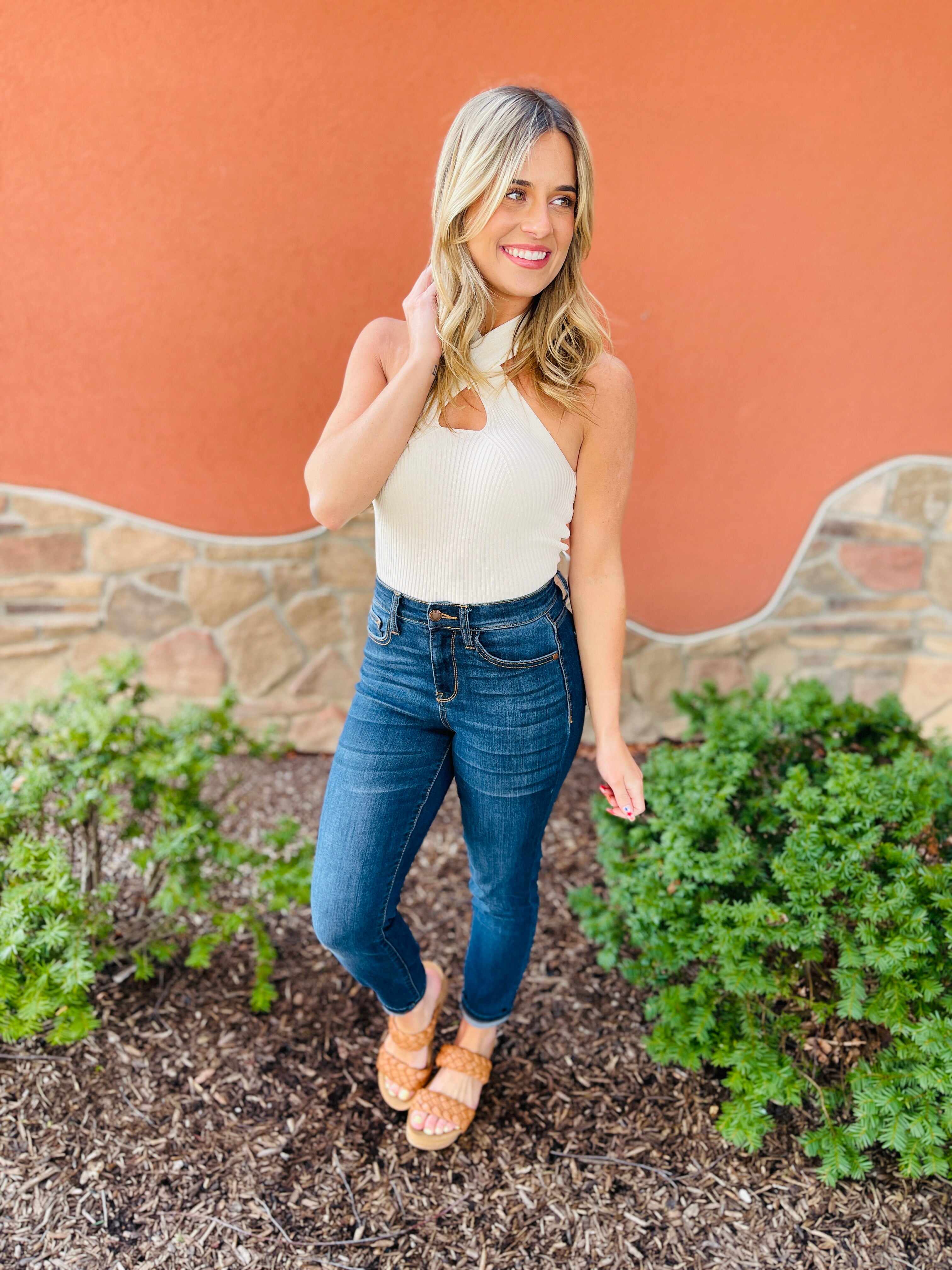 Reg/Curvy Blessed and NonDistressed Relaxed Fit Jeans