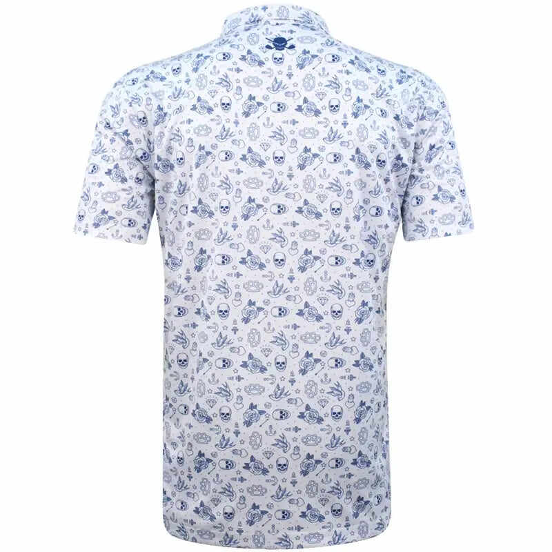Tattoo Flash Cool-Stretch Men's Golf Shirt (White)