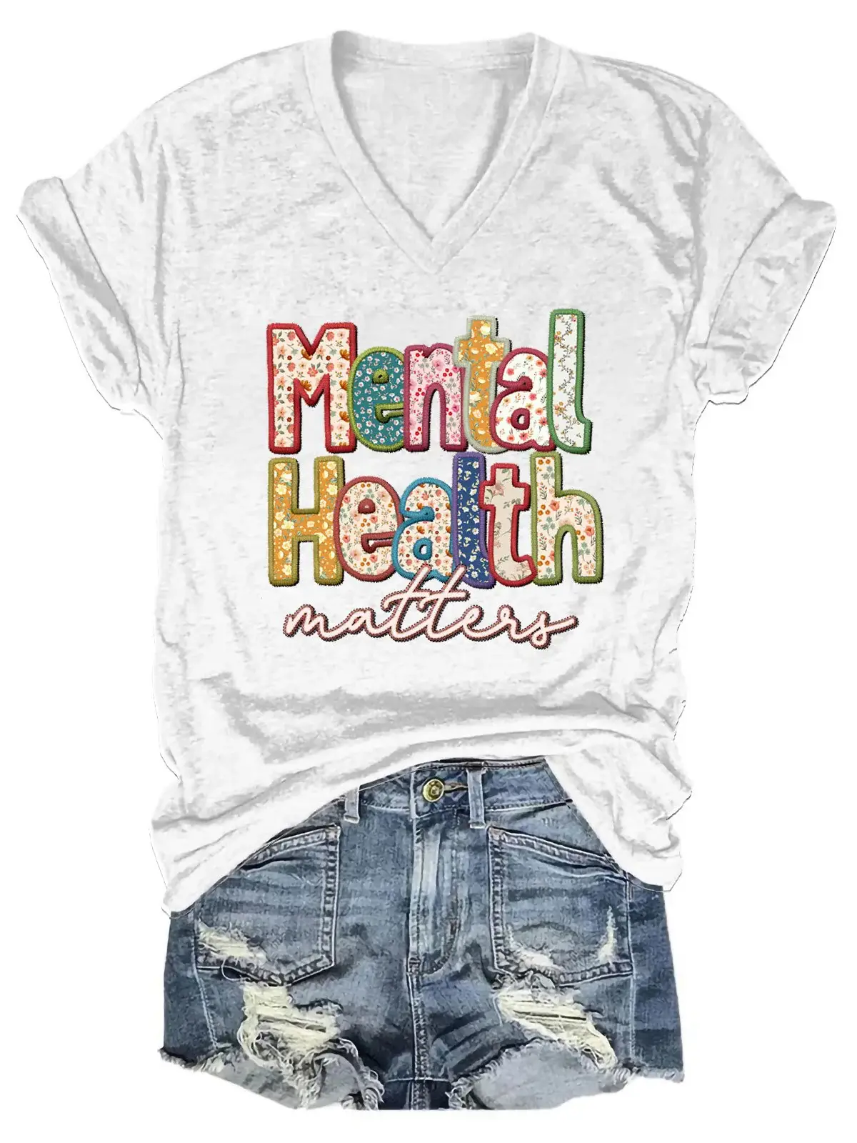 Women's Mental Health Print Casual  T-shirt