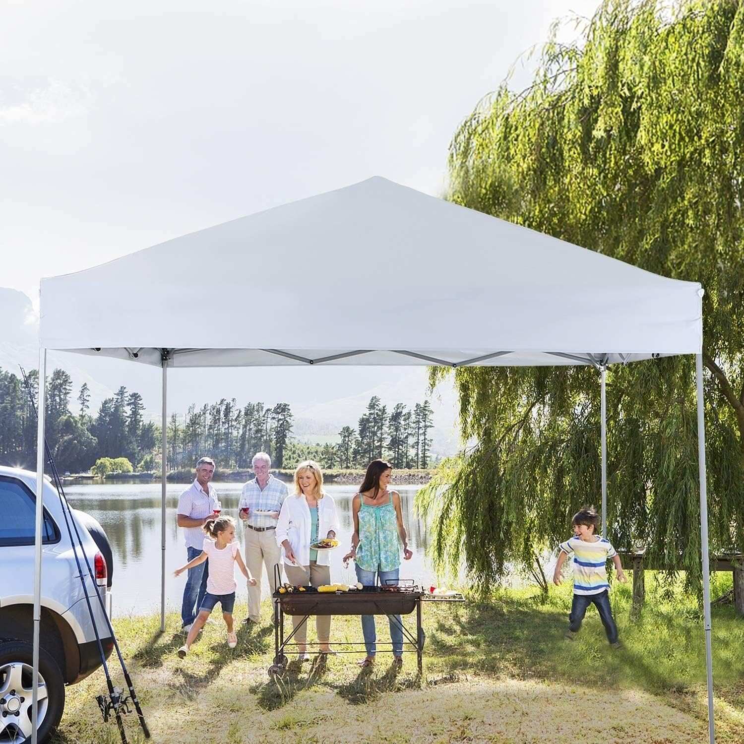 PHI VILLA Outdoor Pop up Canopy 10'x10' Tent Camping Sun Shelter-Series Party Tent, 100 Sq. Ft of Shade (Blue)