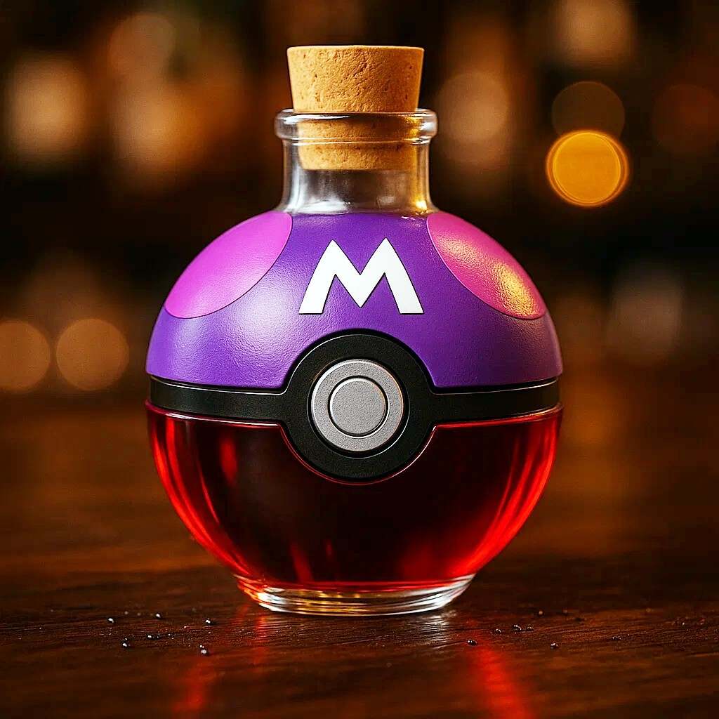 Pokemon ball wine bottle