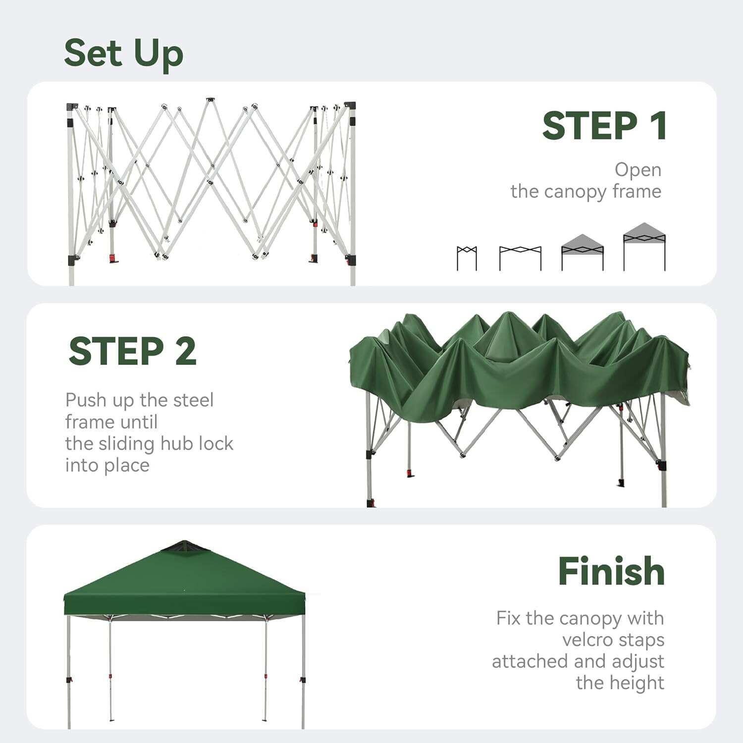 PHI VILLA Outdoor Pop up Canopy 10'x10' Tent Camping Sun Shelter-Series Party Tent, 100 Sq. Ft of Shade (Blue)