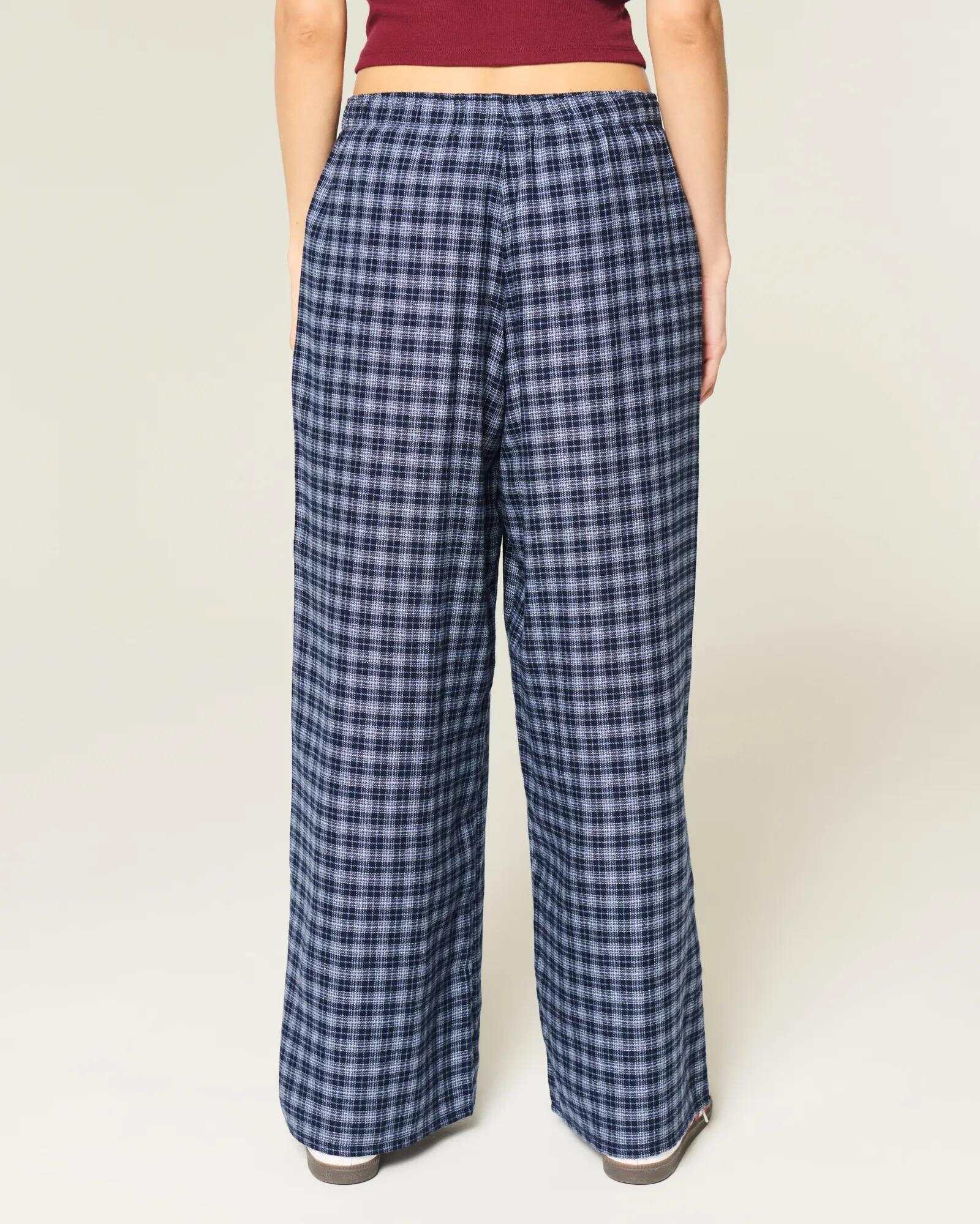 Number Graphic Baggy Flannel Pants