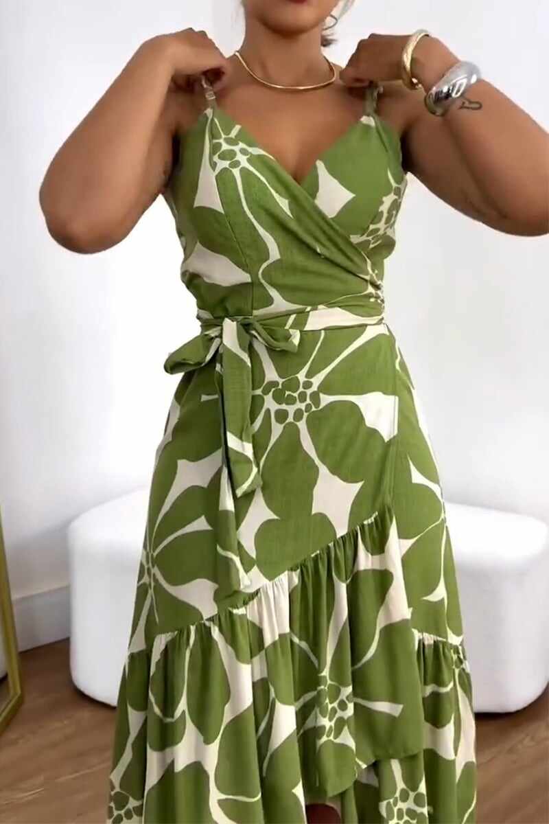 🔥Women's Casual Resort Print Gathered Tunic Dress