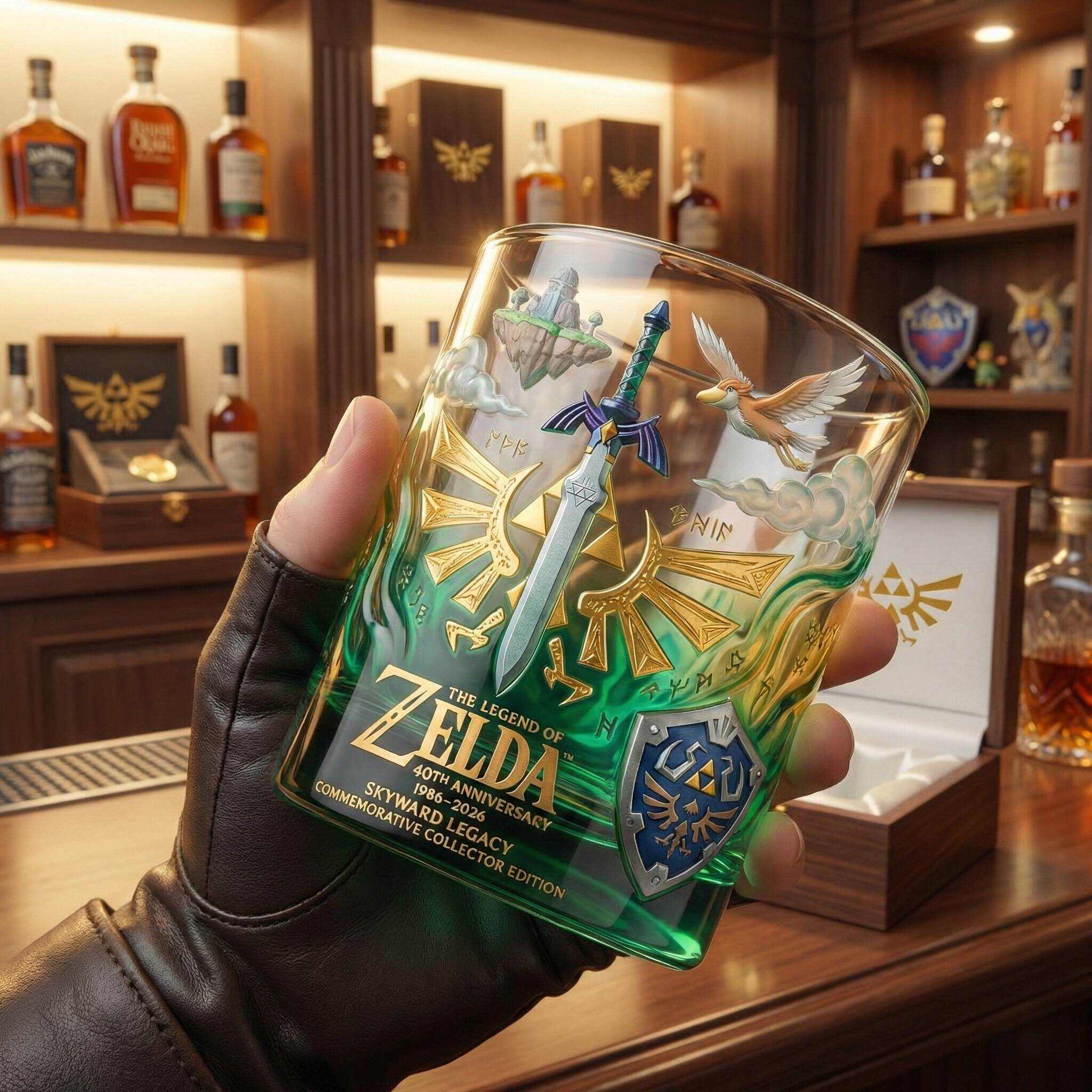🥃 The Legend of Zelda – 40th Anniversary Whiskey Glass