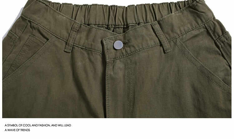 Workwear Rivet Cropped Pants Casual Wide-leg Shorts