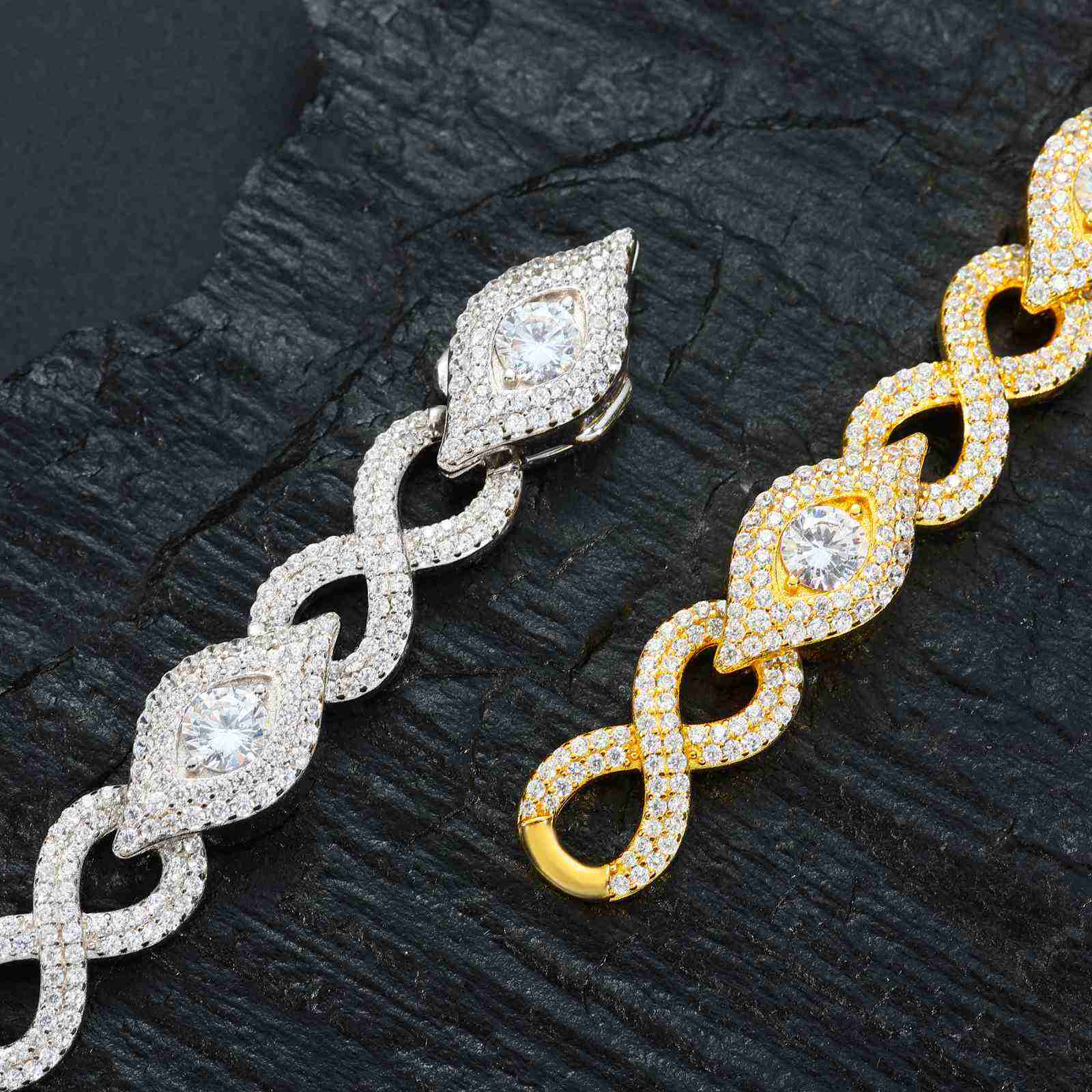 10mm S925 Moissanite Infinity Evil Eye Bracelet