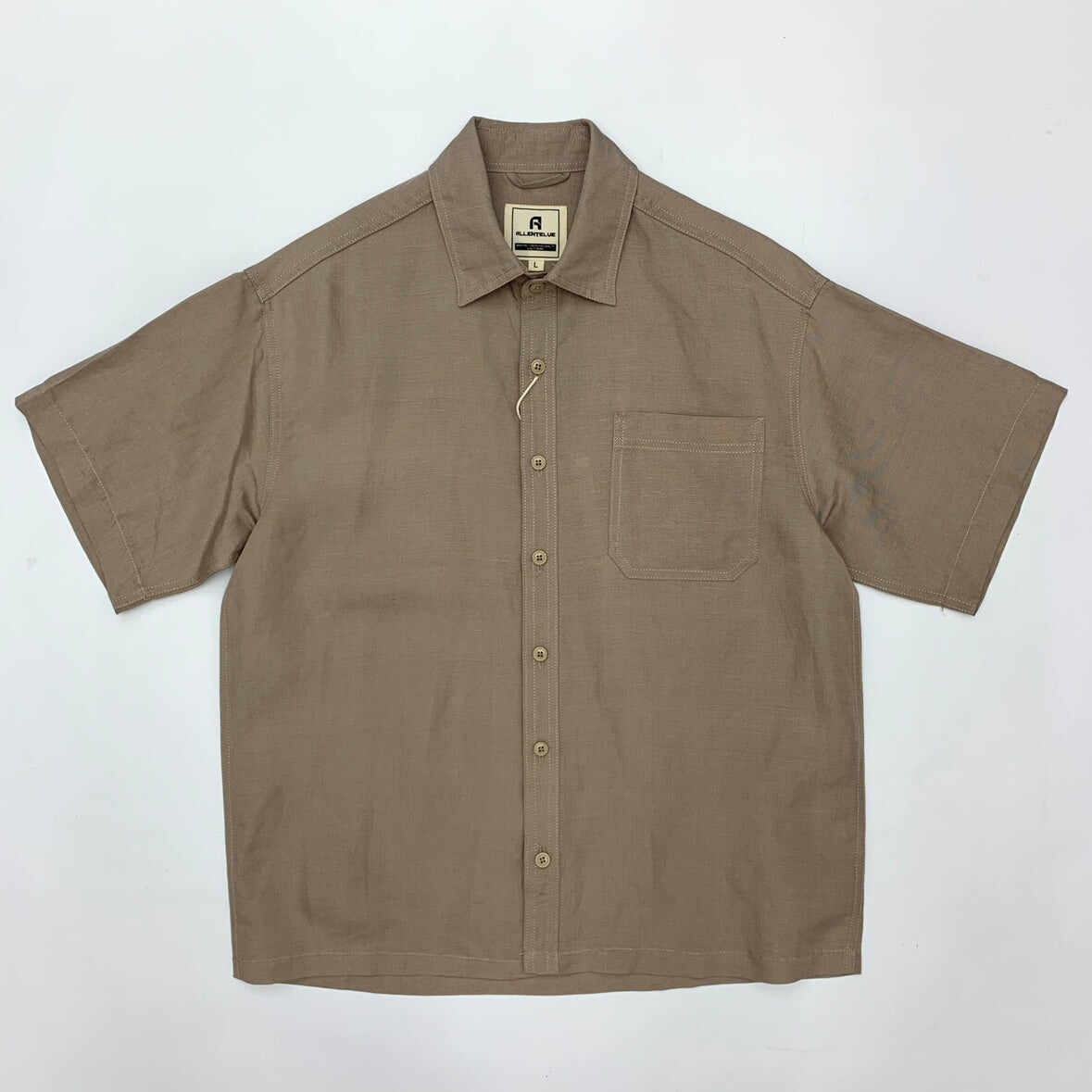 Flat Hem Cotton And Linen Short-sleeved Men's  Shirt