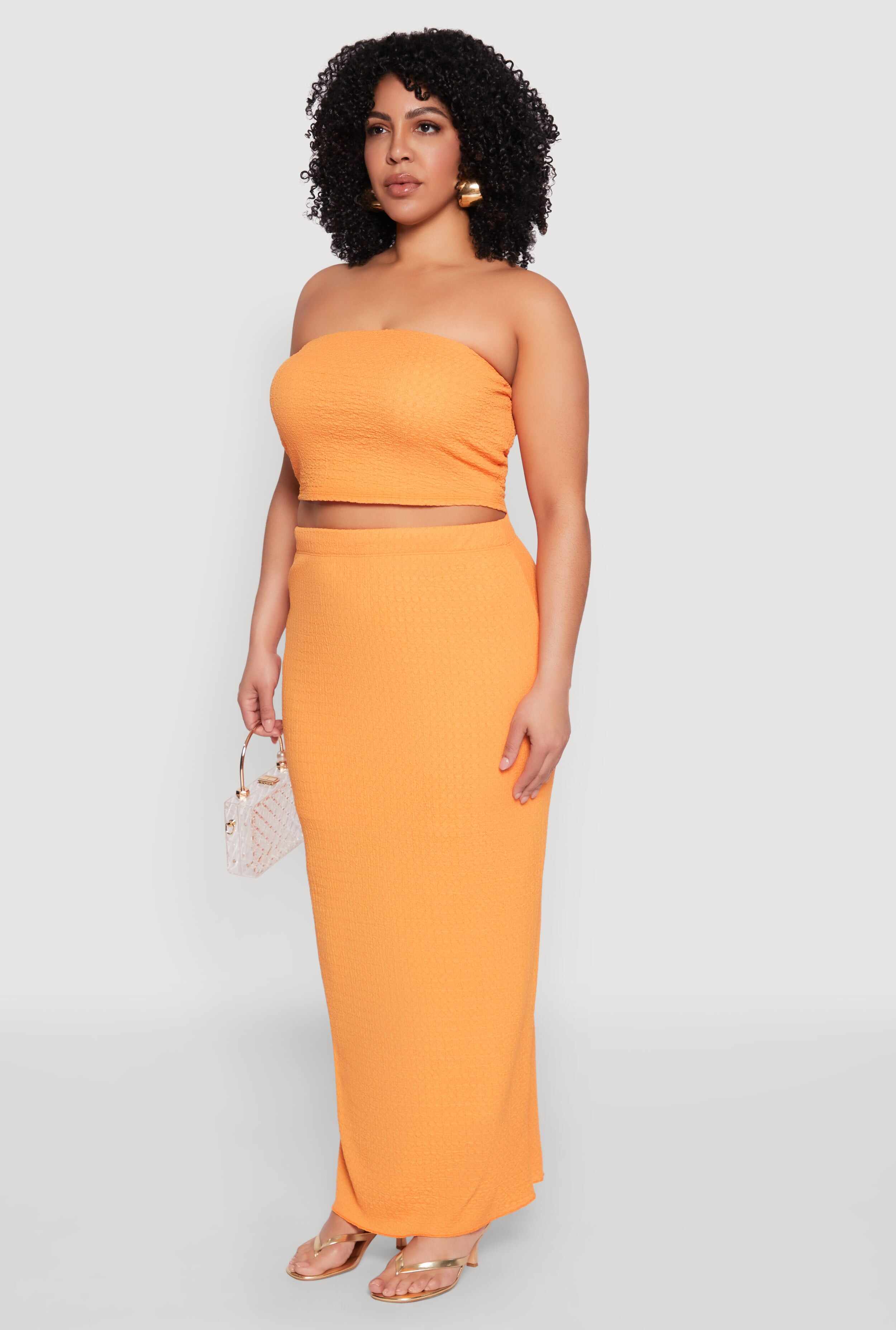 Plus Size Textured Knit Tube Top