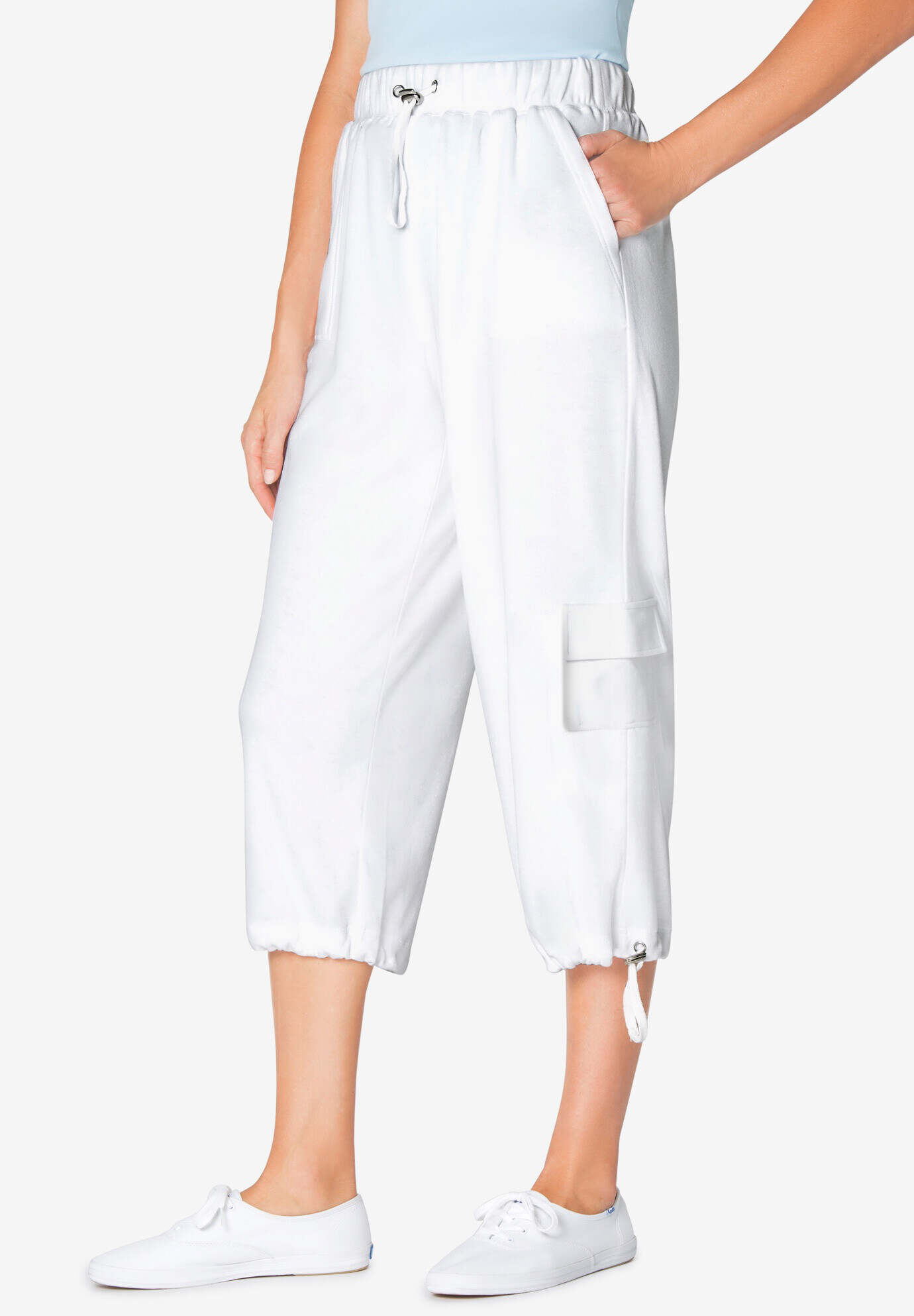 Pull-On Knit Cargo Capri