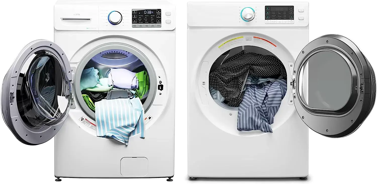 KoolMore FLW-3CWH Front Load Machine, 2.7 Cu. Ft, Space Saving Unit with 20-Minute Quick, 12 Washing Cycles, Quiet Inverter Motor [120V],