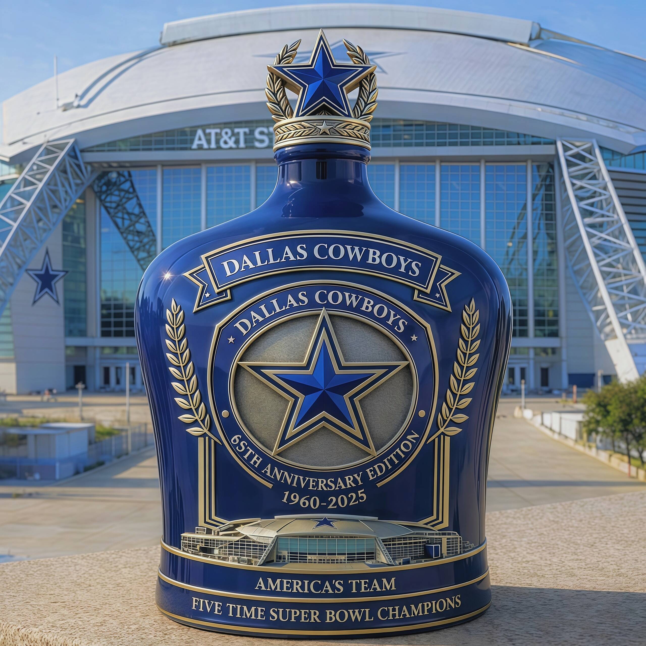 Dallas Cowboys 65th Anniversary Whisky Bottle