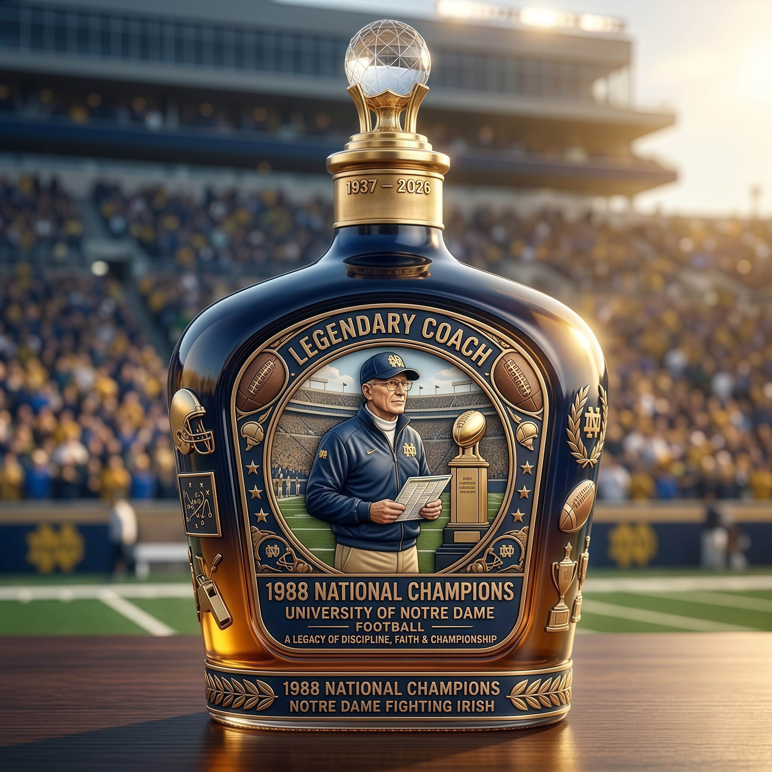 Legendary Coach Lou Holtz Commemorative  Whiskey Bottle