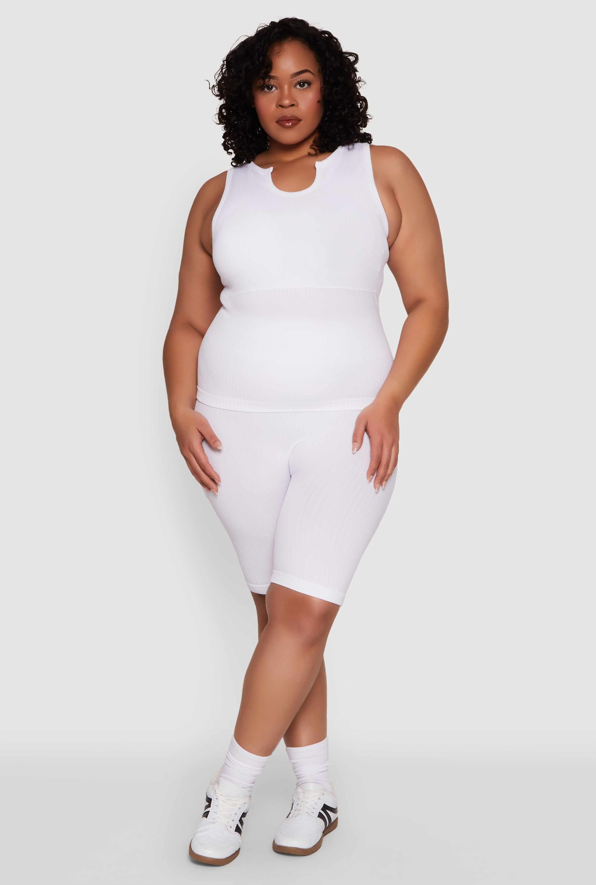 Plus Size Seamless Rib Knit Biker Shorts