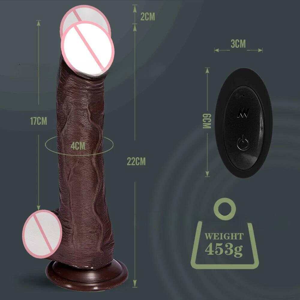 Black coffee colored simulated penis wireless telescopic rotating vibration adult and female sexual products