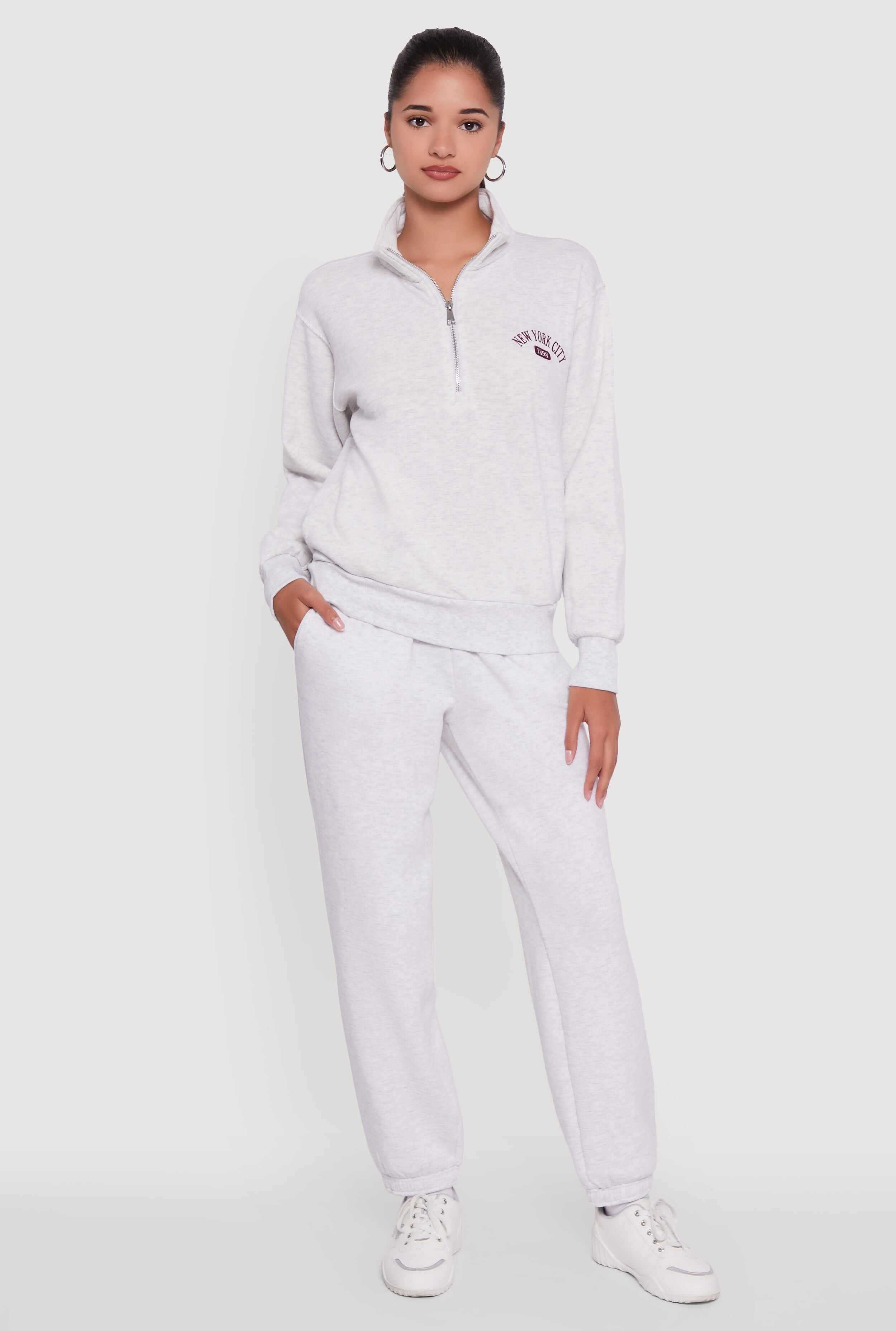 High Waisted Fleece Lined Elastic Waist Joggers