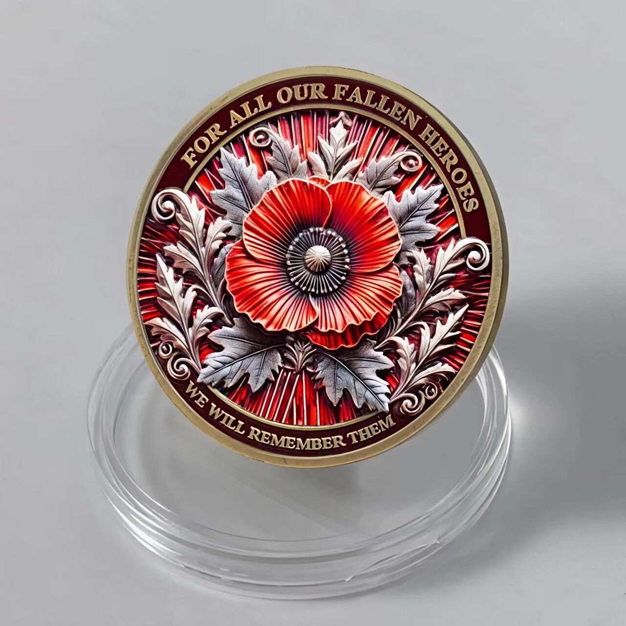 Poppy Remembrance Military Challenge Coin | Honor Fallen Heroes, Uphold “Lest We Forget” Legacy