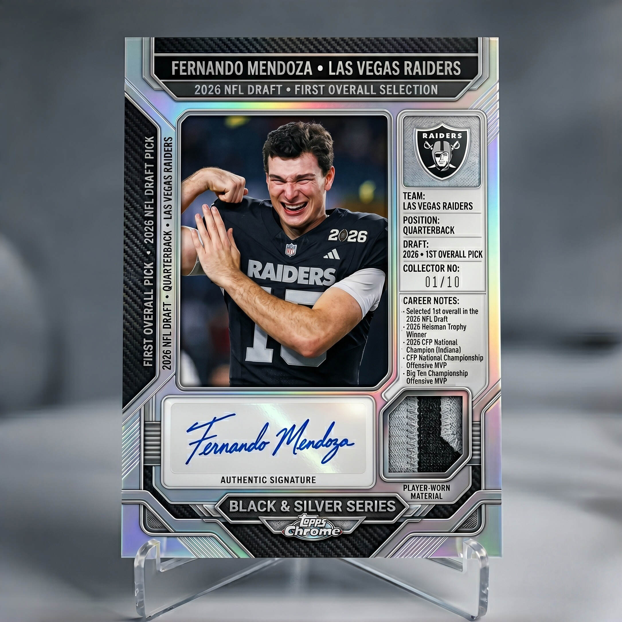 Fernando Mendoza 2026 NFL Draft First Overall Pick Collector Card 🏈