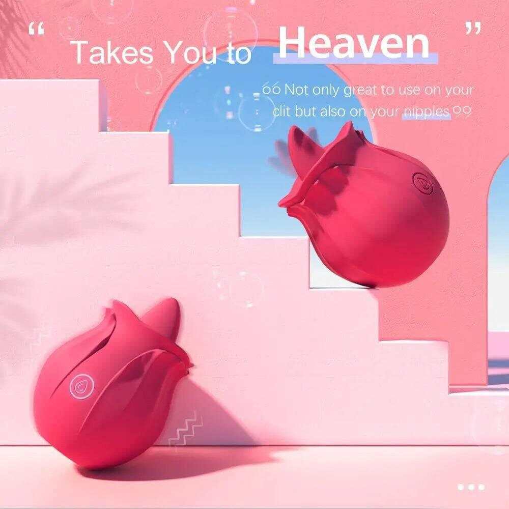 Rose Shape Vagina Sucking Vibrator: Intimate Nipple Sucker with Oral Licking and Clitoris Stimulation - Powerful Sex Toy for Women