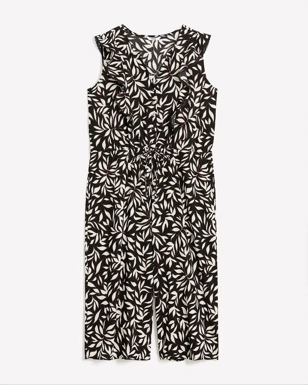 Knit Cropped Leg Jumpsuit with Flutter Sleeves