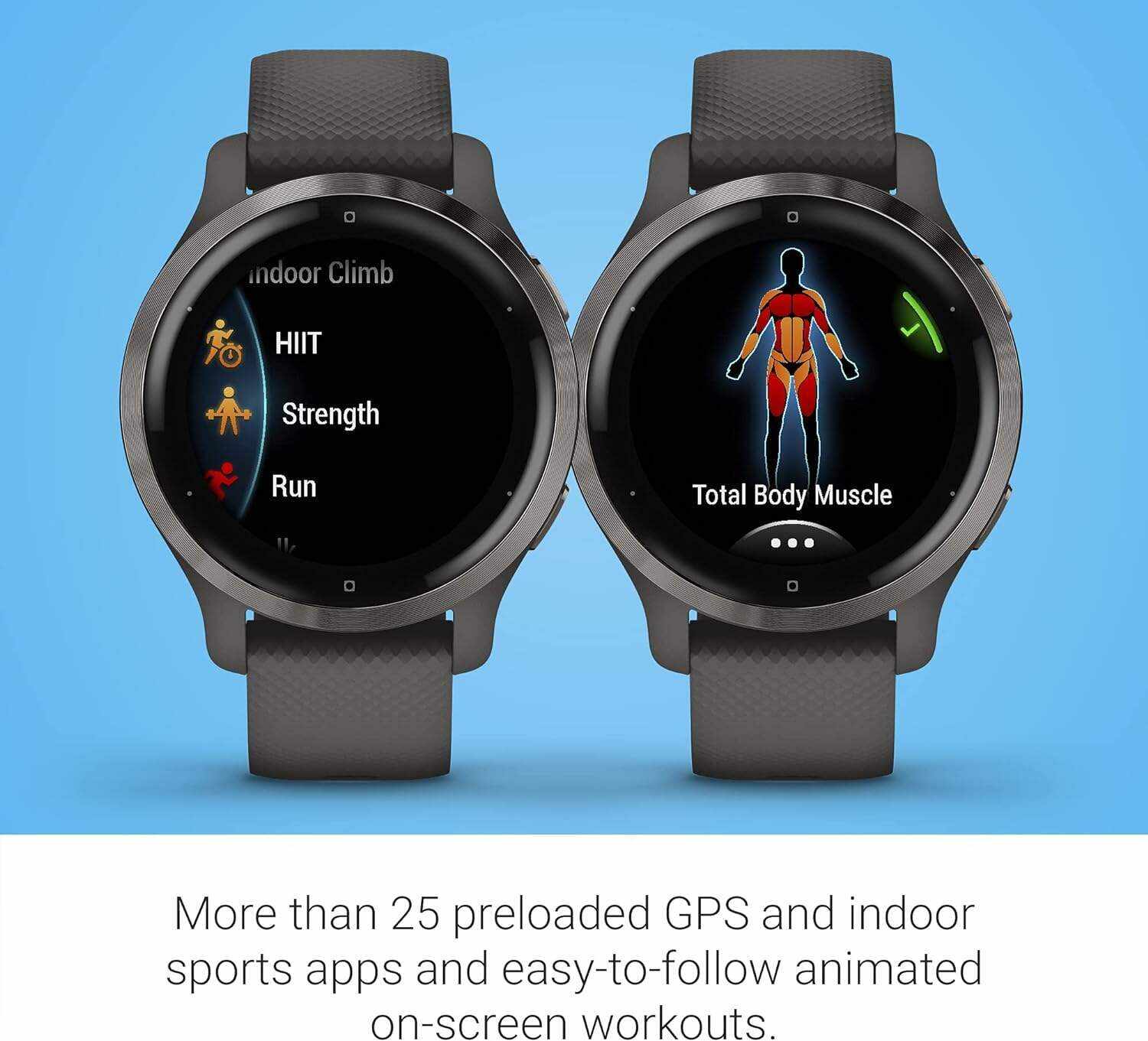 Garmin Venu 2, GPS Smartwatch with Advanced Health Monitoring and Fitness Features, Slate Bezel with Black Case and Silicone Band , 27.9 mm