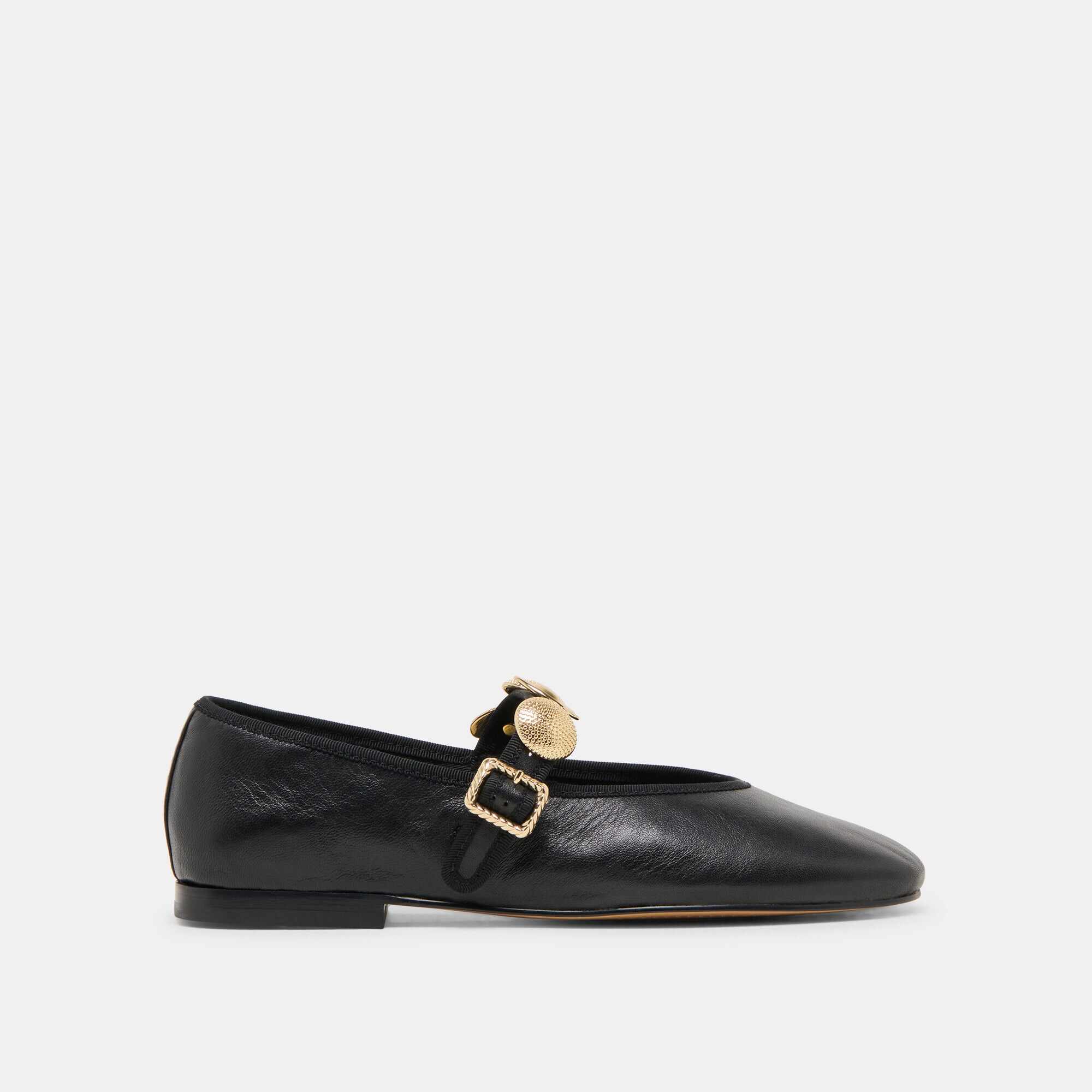 RELAN WIDE BALLET FLATS BLACK LEATHER