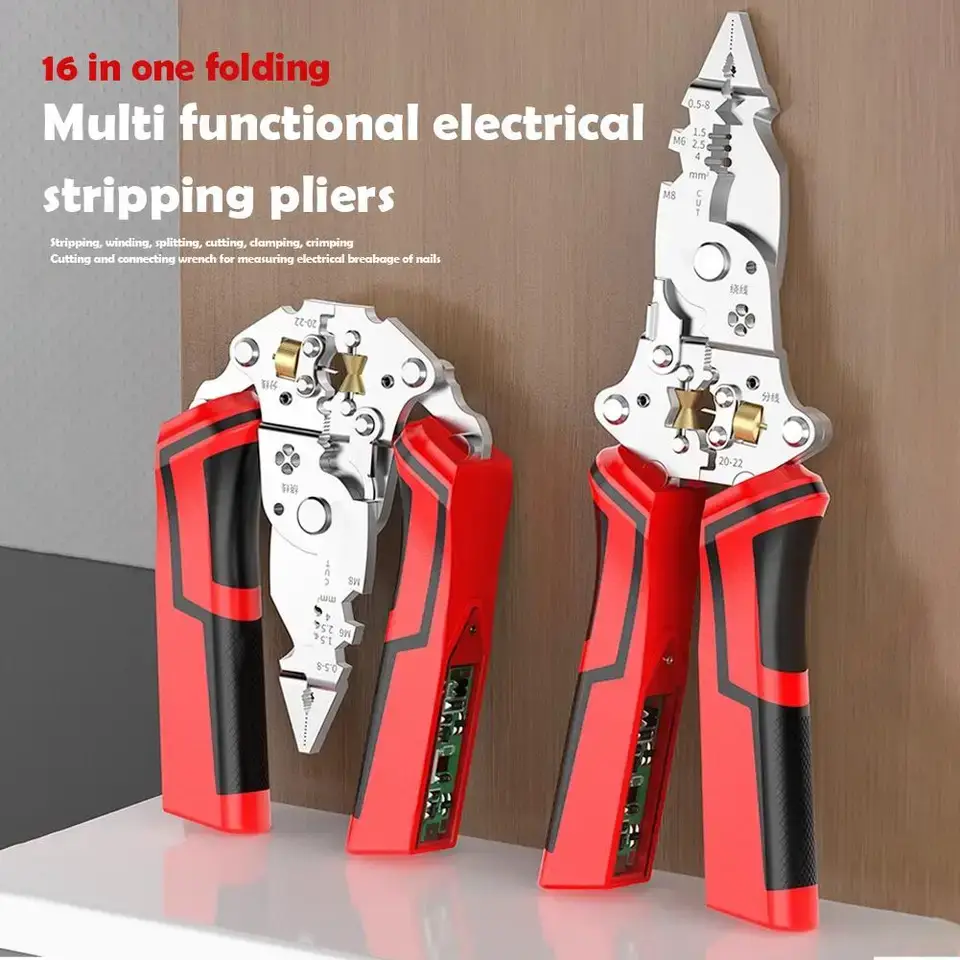 Foldable Wire Stripper Multi-function Electrician Wire Splitter Wire Winding Pliers Crimping Pliers Hand Tool