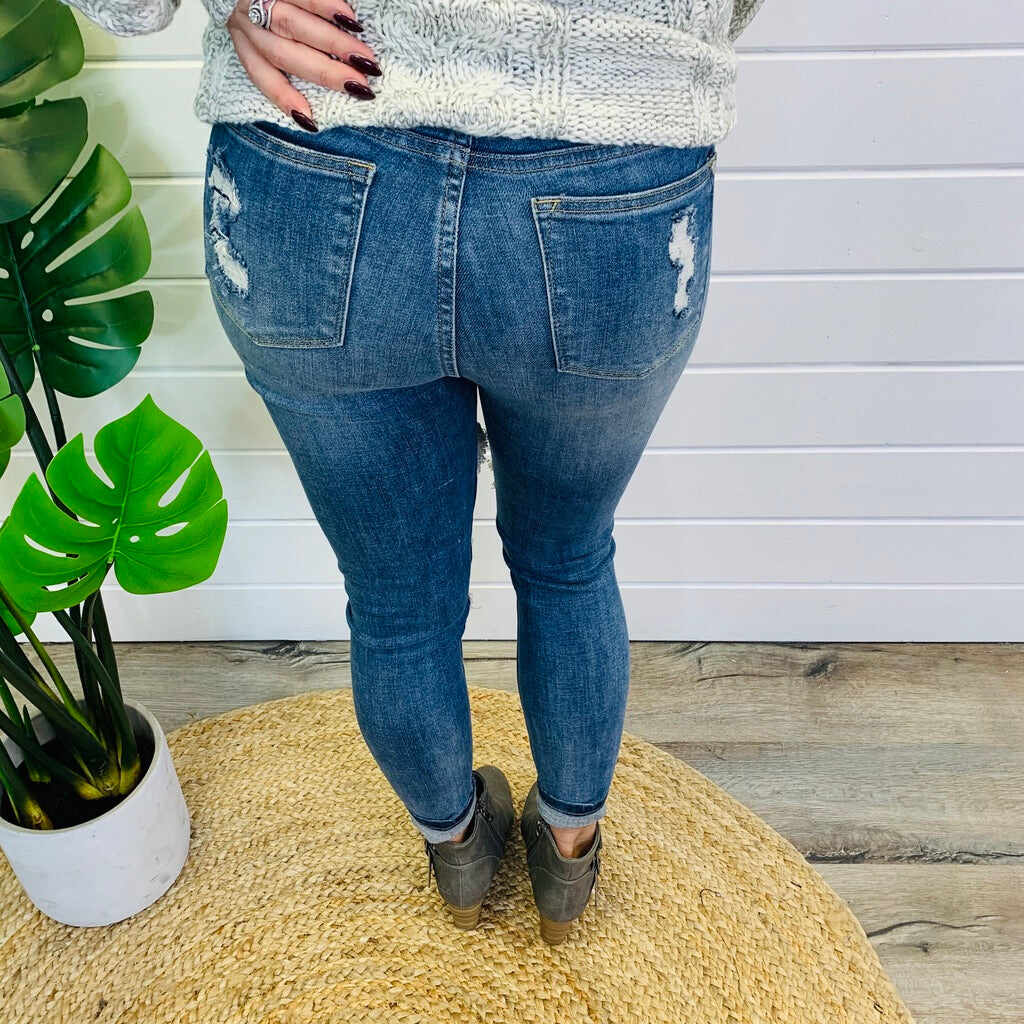 PLUS/REG Pinned and Patched Skinny Jeans