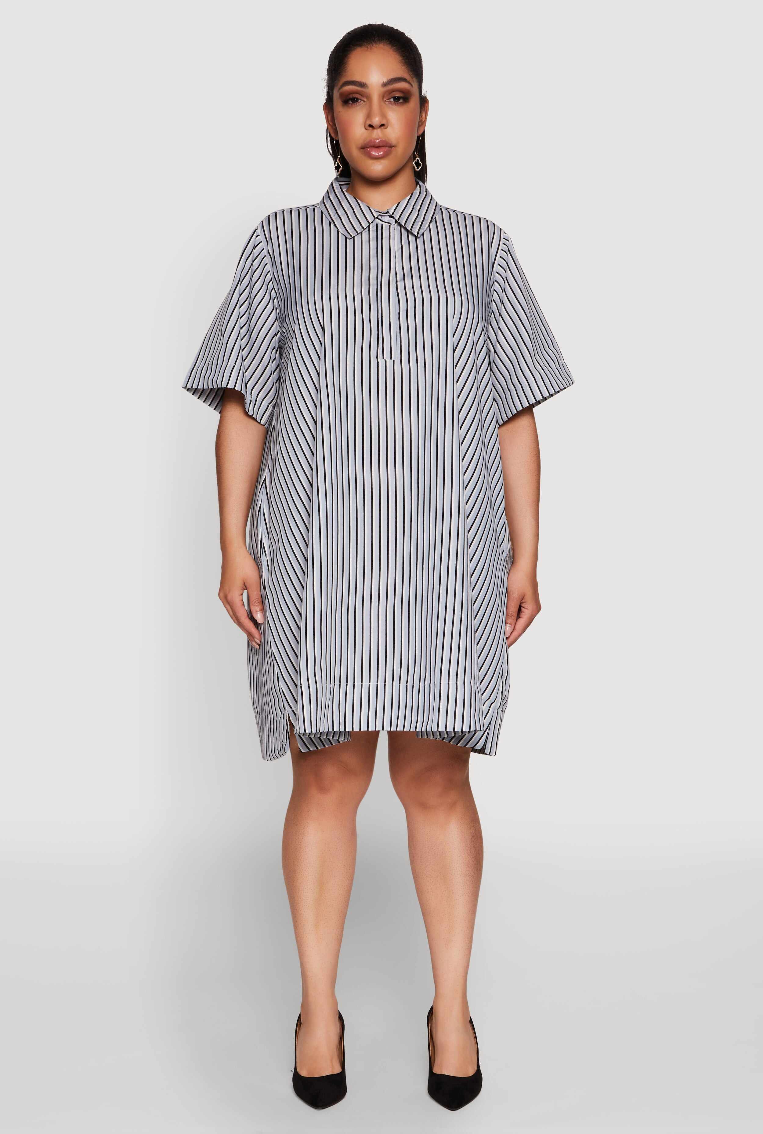 Plus Size Striped Short Sleeve Dress