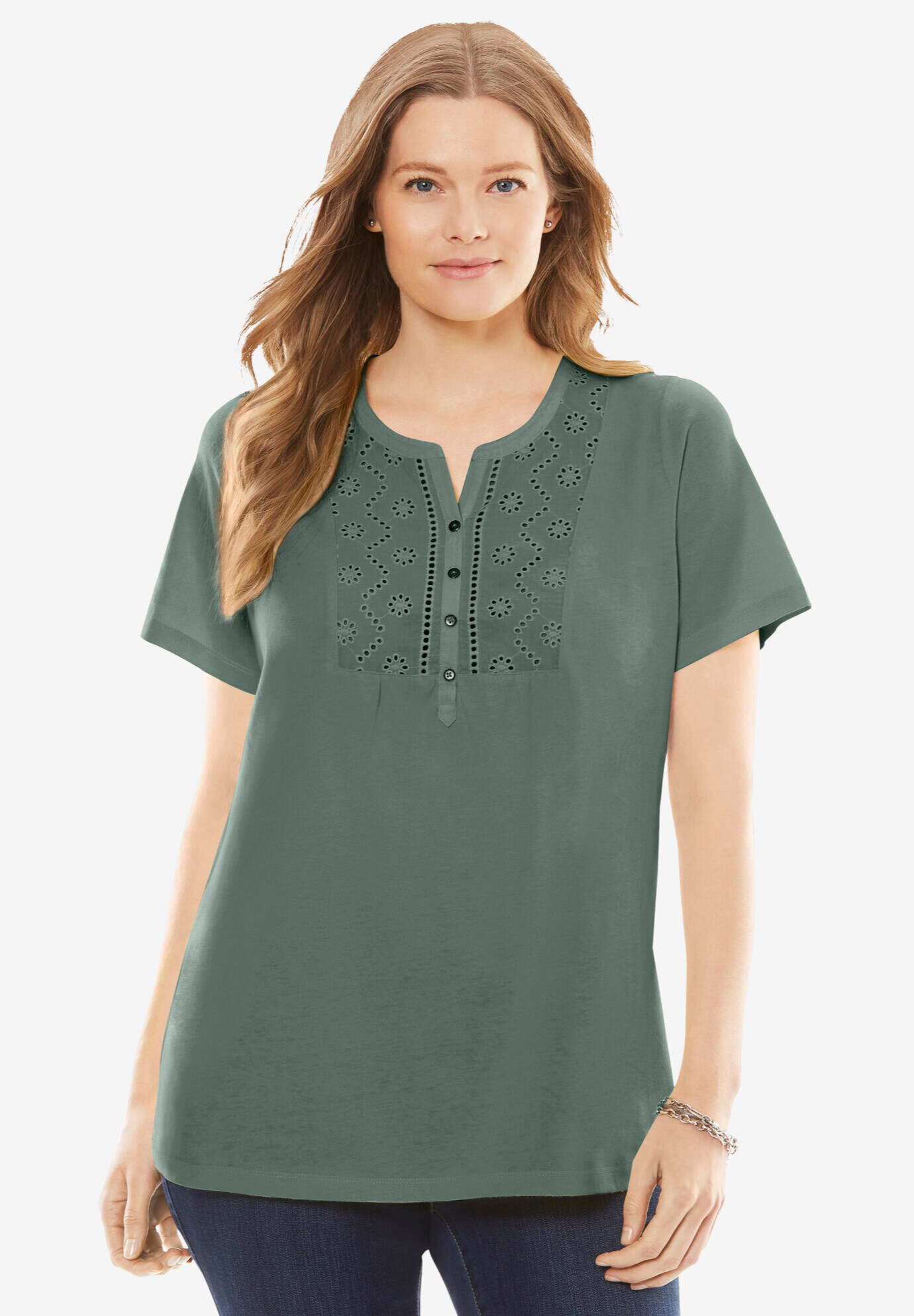 Eyelet Henley Tee