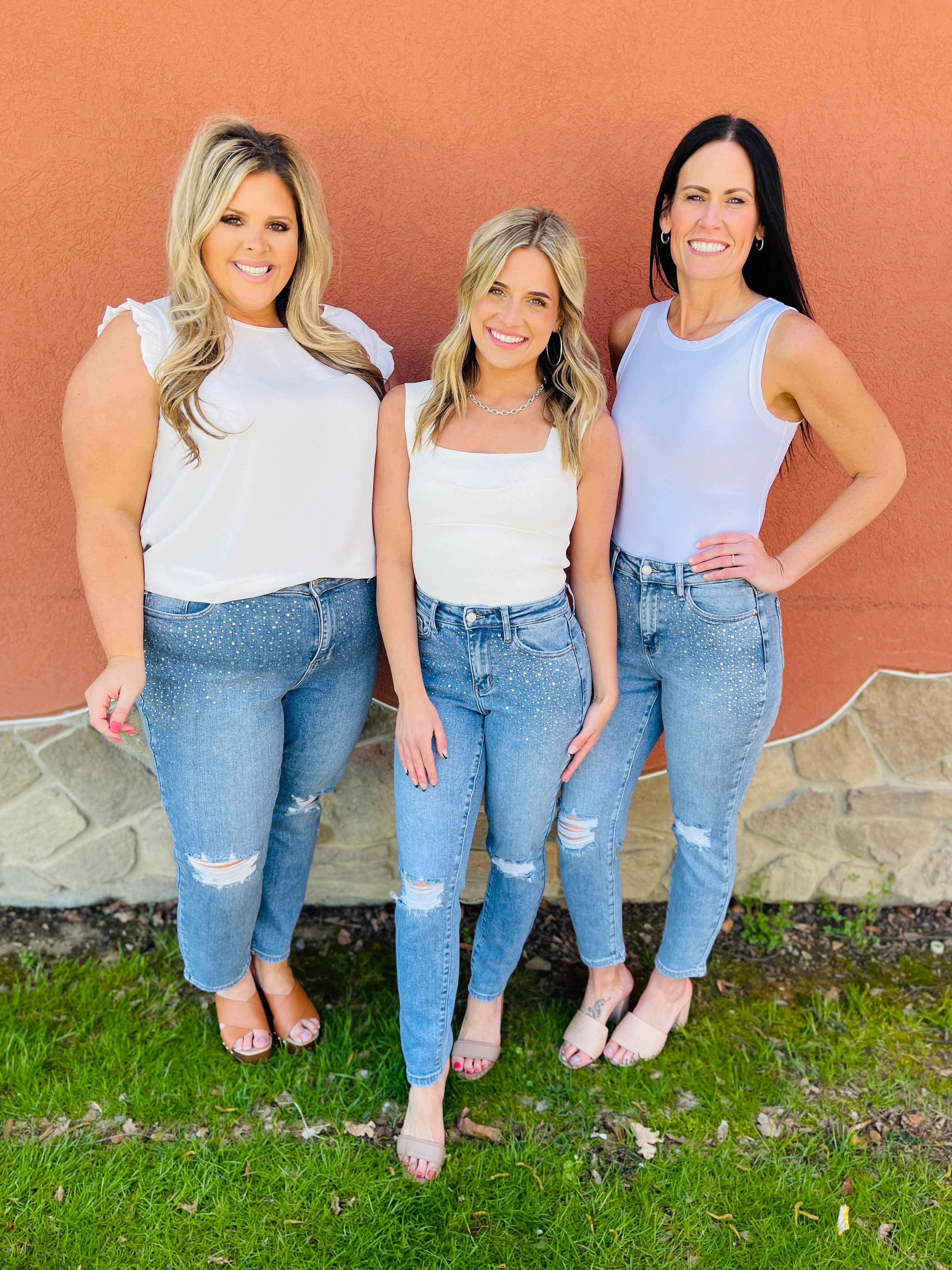 REG/CURVY Shine Bright Like a Diamond Rhinestone Straight Jeans