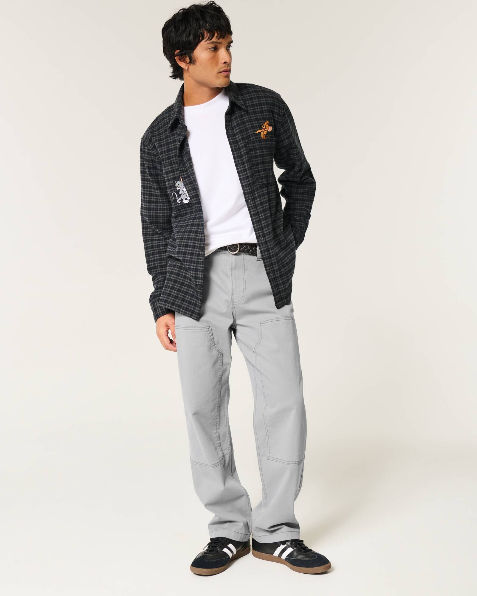 Railroad Stripe Baggy Painter Jeans