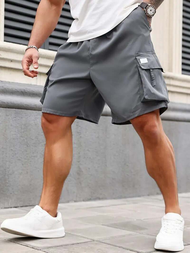 🔥Men's 8-Pack Plus Size Solid Flap Pocket Cargo Shorts
