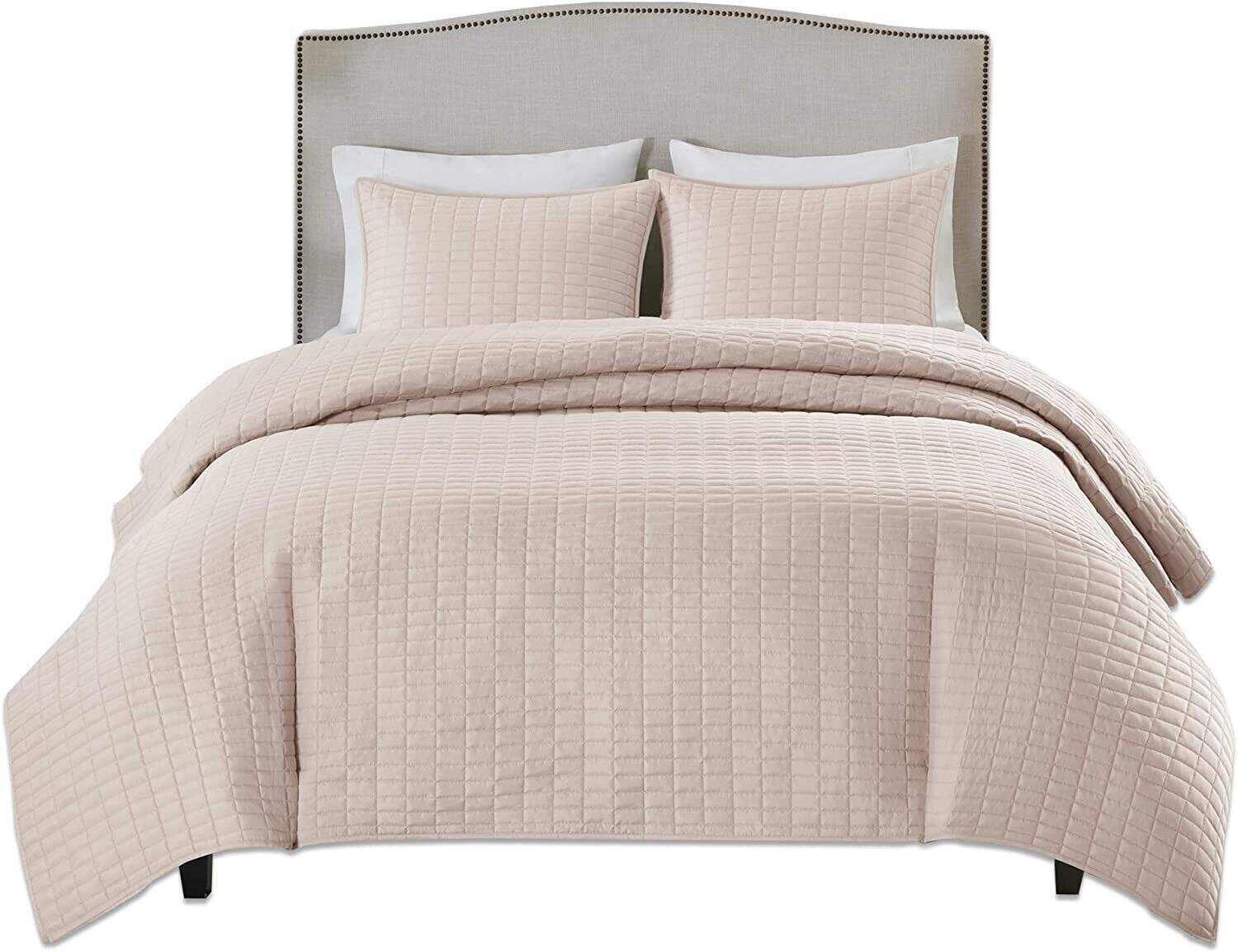 Comfort Spaces Kienna Quilt Set - Luxury Double Sided Stitching Design All Season Lightweight Coverlet Bedspread Bedding Matching Shams 3 Piece