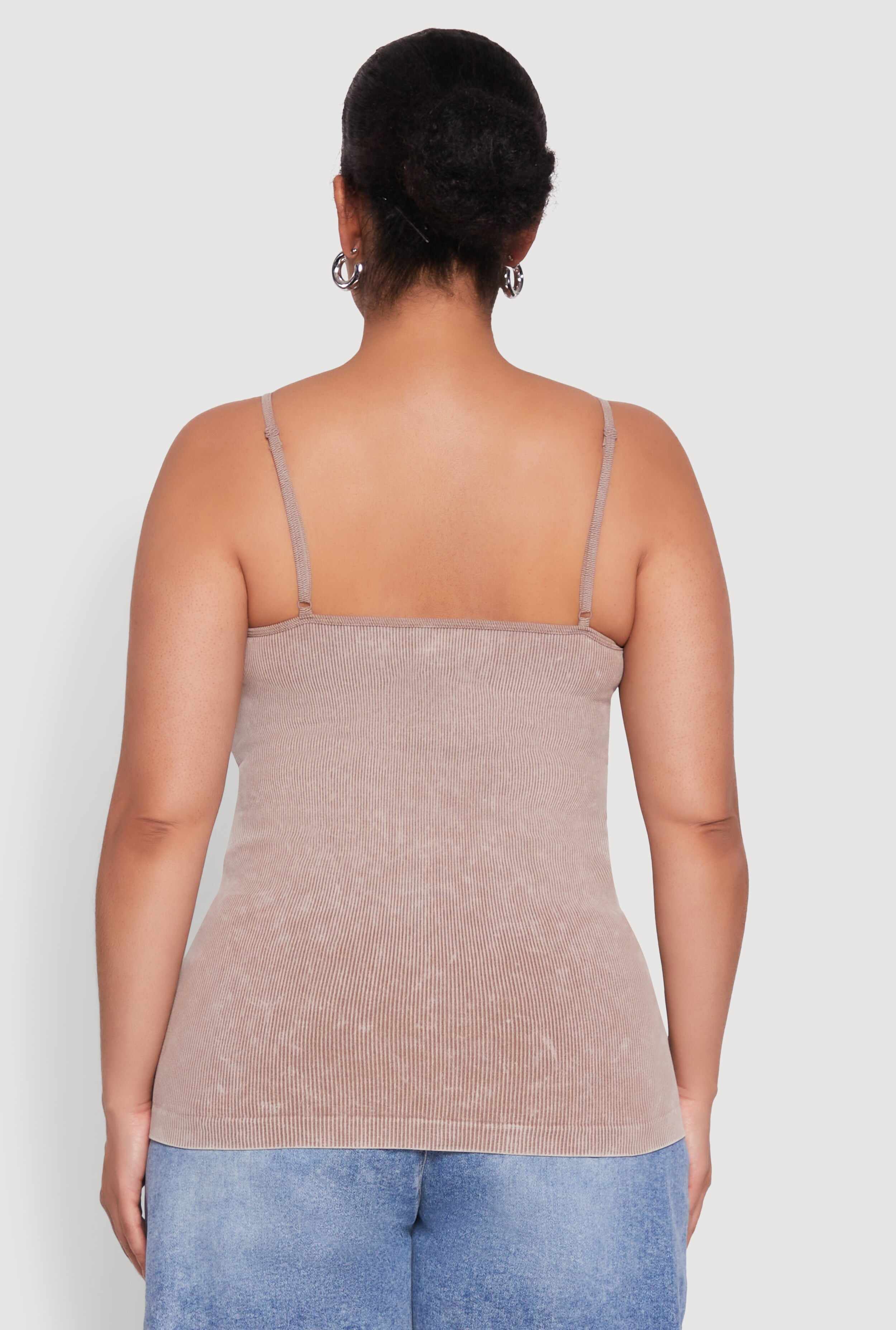 Plus Size Ribbed Knit Seamless Mineral Wash Cami