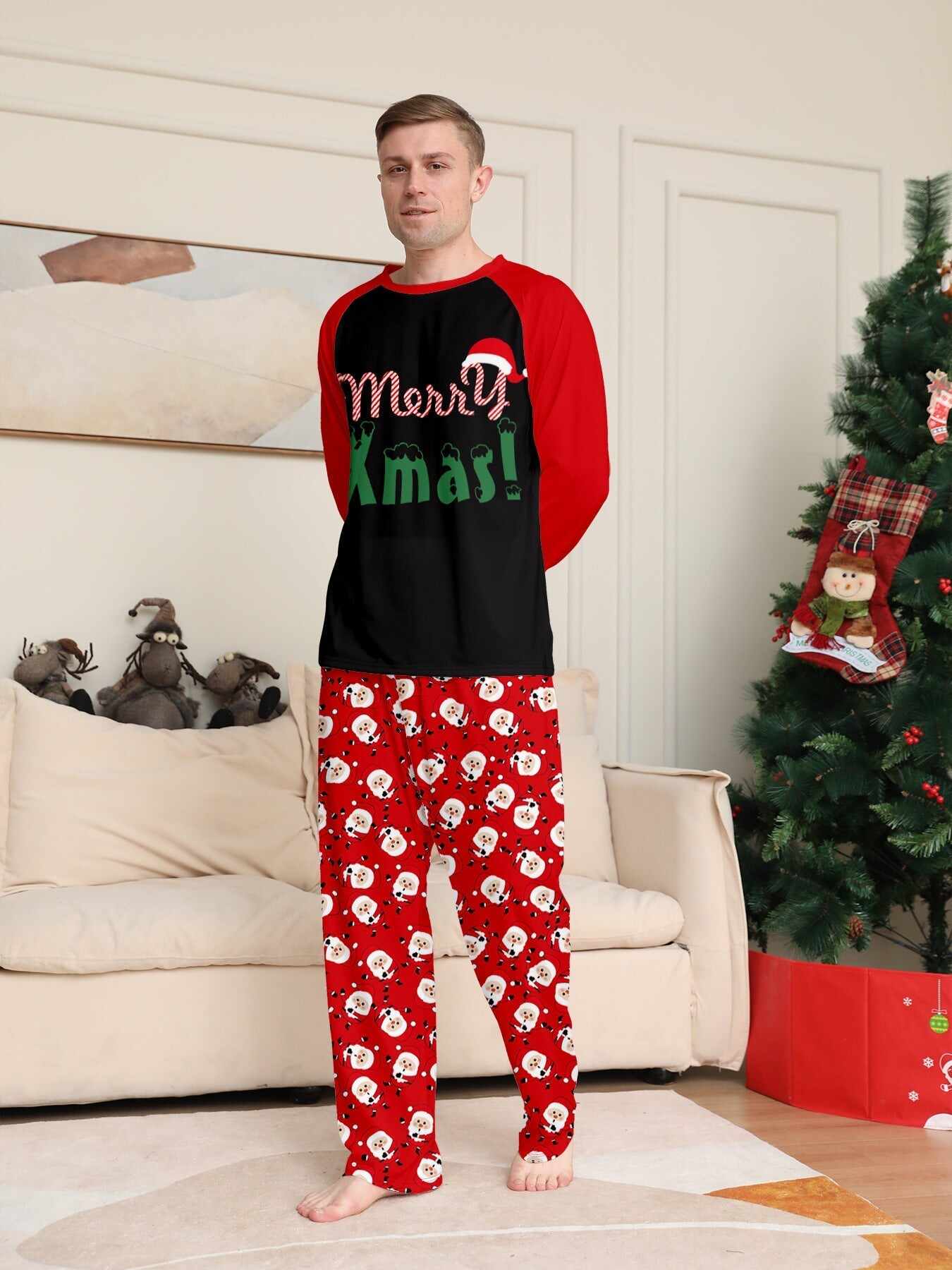 ��Merry Xmas�� Santa Claus Print Family Pajama Set