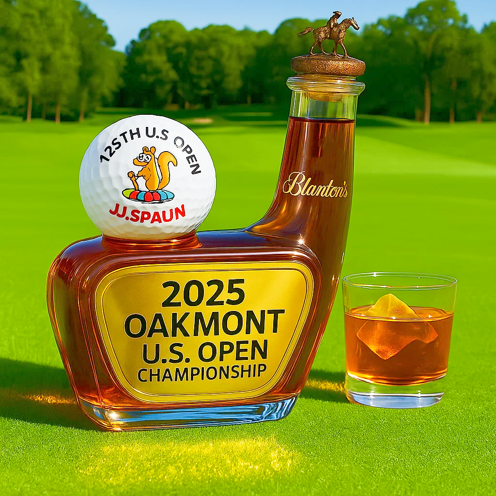 JJ Spaun Oakmont U.S. Open Champion Whiskey Bottle