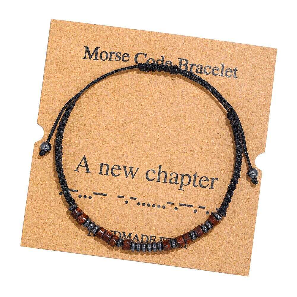 Women's Men's Unisex Morse Code Alphanumeric Weave Couple Bracelet
