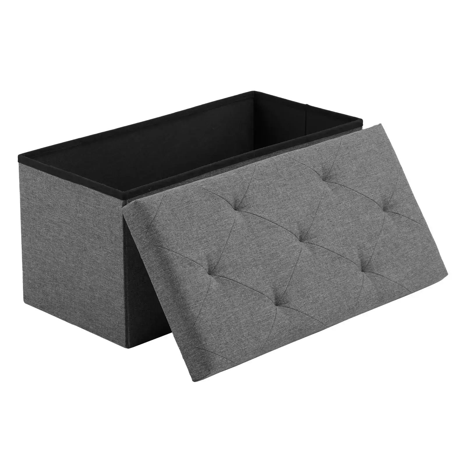 Folding Storage Ottoman Bench Modern Linen Fabric Padded Seat Large Toy Box End of Bed Entryway Comfortable Durable Multifunctional Seater