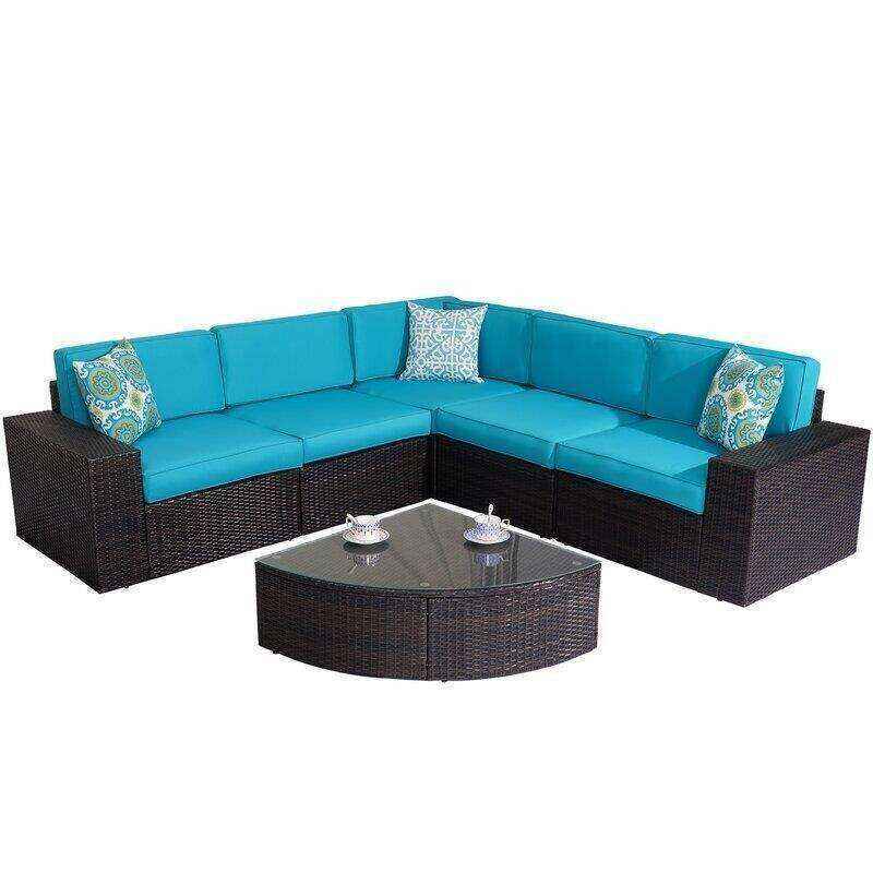 Kerwick Wicker/Rattan 5 - Person Seating Group with Cushions