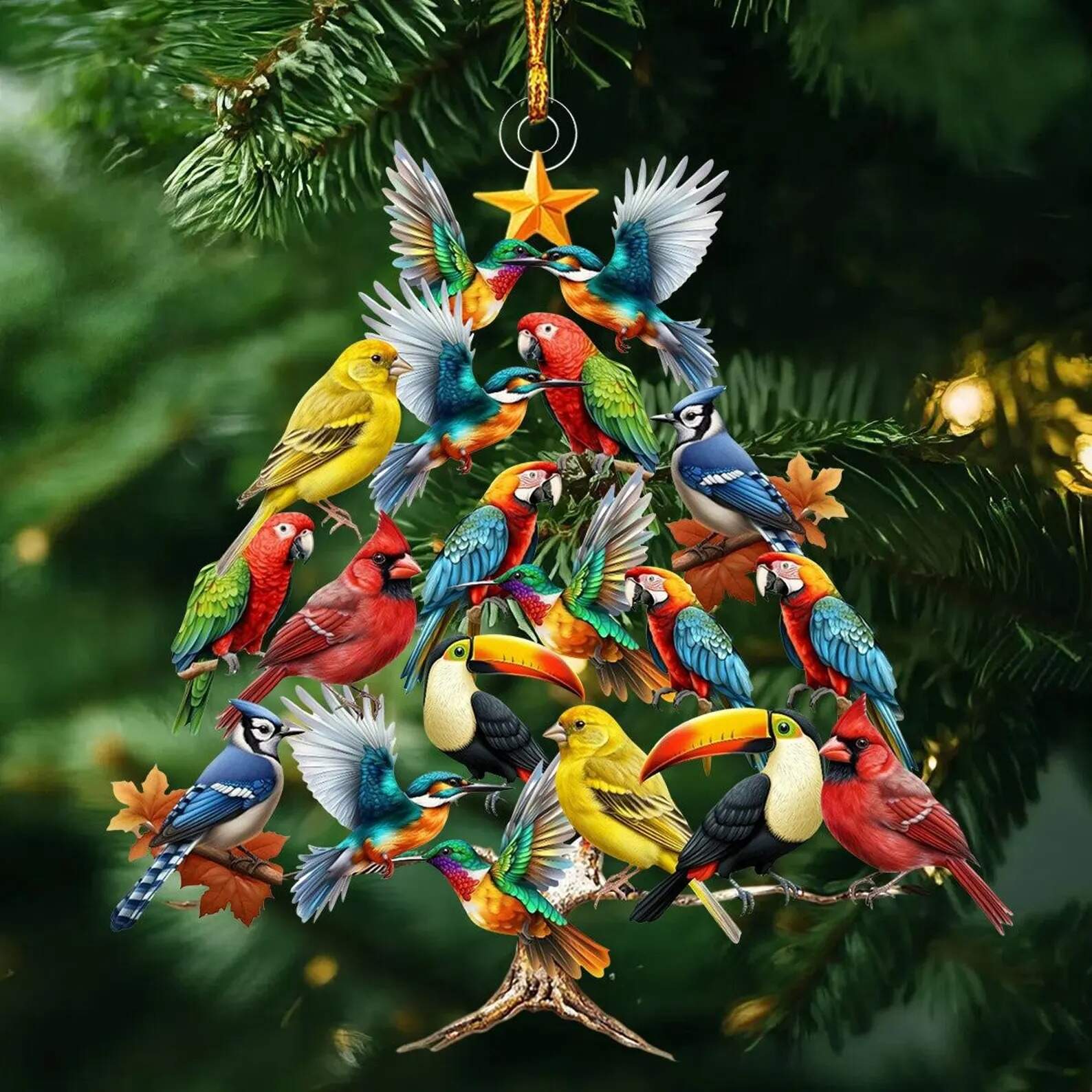 Colorful Bird Christmas Tree Ornament