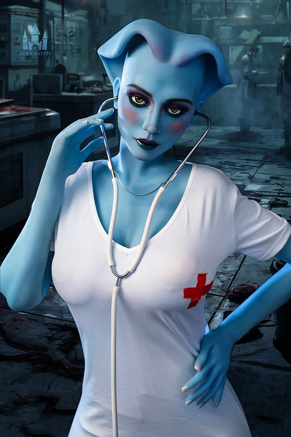 Dolls Castle Nicole 5ft58 / 170cm G#A14 Head TPE Full Size Blue Skin Alien Adult Sex Doll